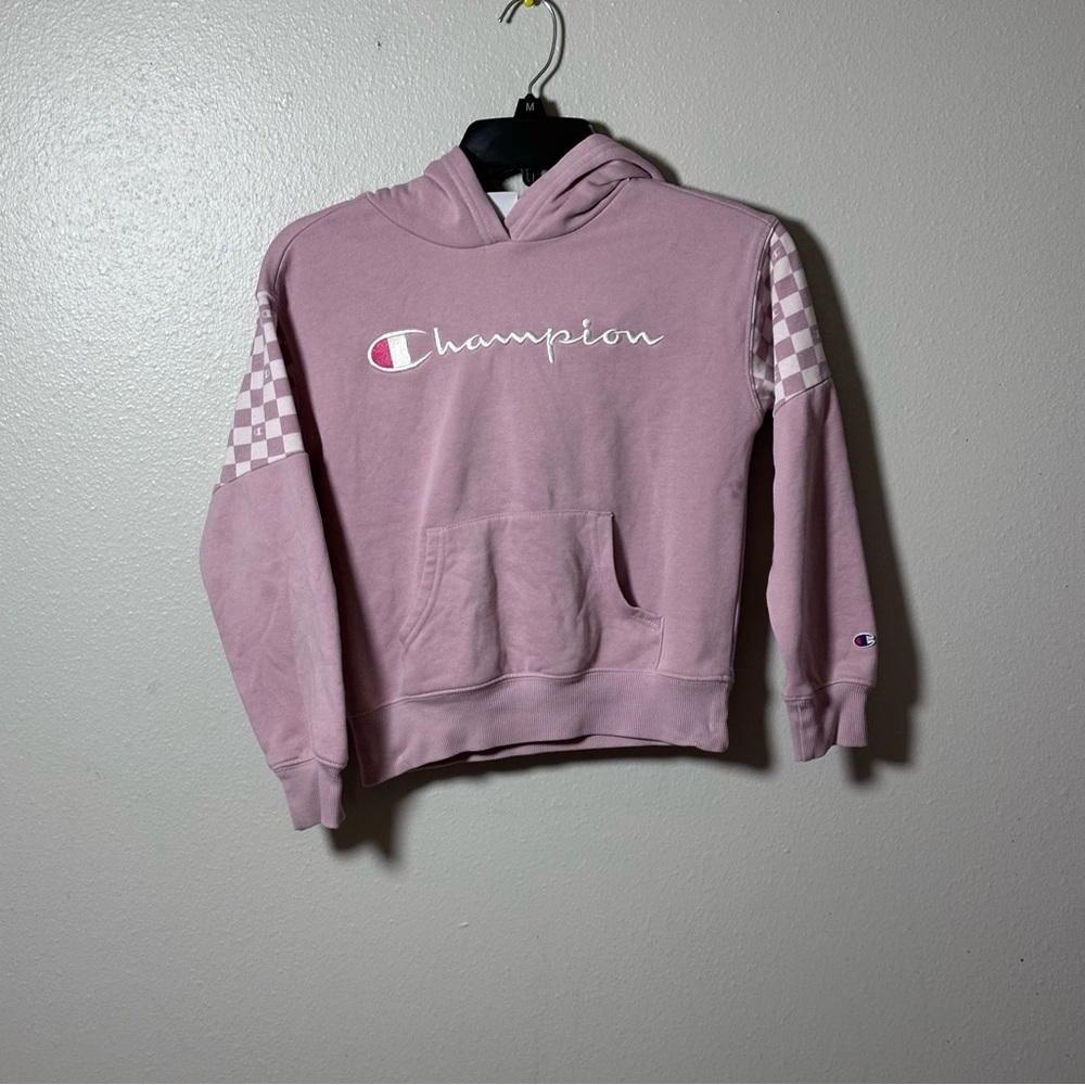 Champion Kids Girls Rose Pink Pullover Hoodie Sweater Logo size S(7/8).